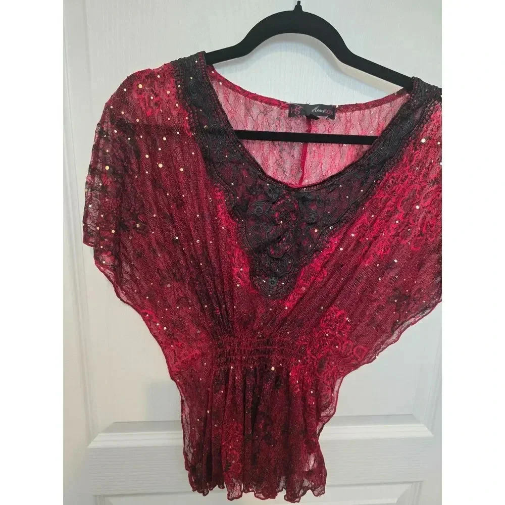 Y2K Heart & Soul Red blouse M